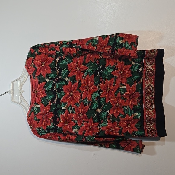 NEW Jane Ashley Top Holiday Poinsetta Medium - Picture 5 of 8